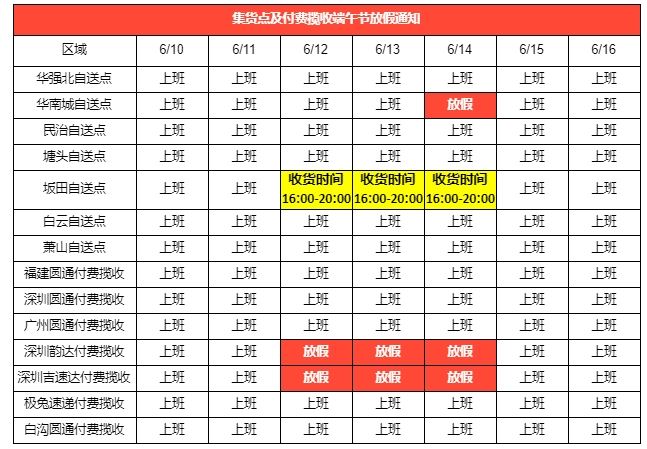 Shopee转运仓及揽货服务端午节放假通知