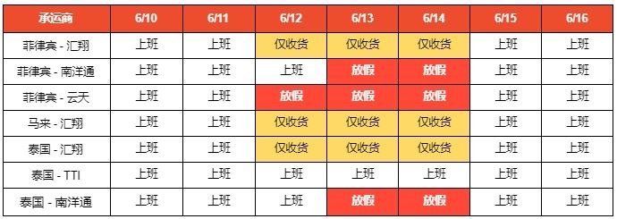 Shopee转运仓及揽货服务端午节放假通知